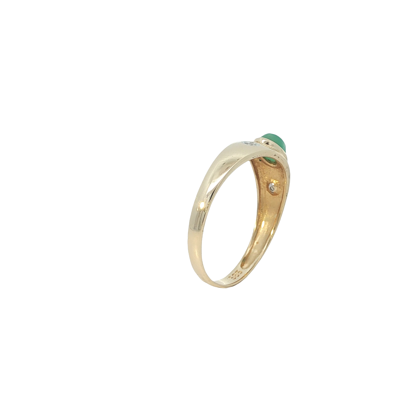 Ring Gelbgold 585 / 14 Karat mit Brill. und Smaragd Gr. 59 Nr. 6803