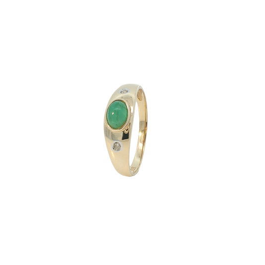 Ring Gelbgold 585 / 14 Karat mit Brill. und Smaragd Gr. 59 Nr. 6803