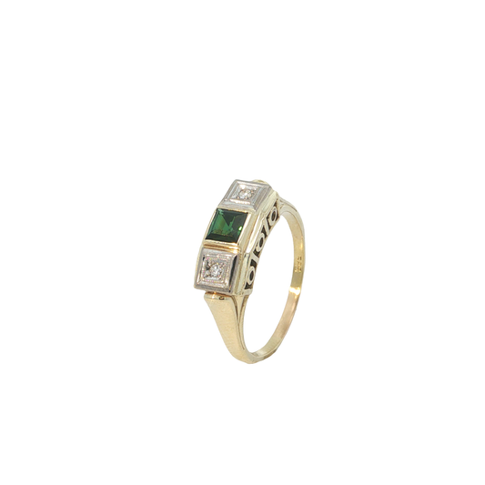Ring Bicolor 585 / 14 Karat mit Brill. Gr. 61 Nr. 6802