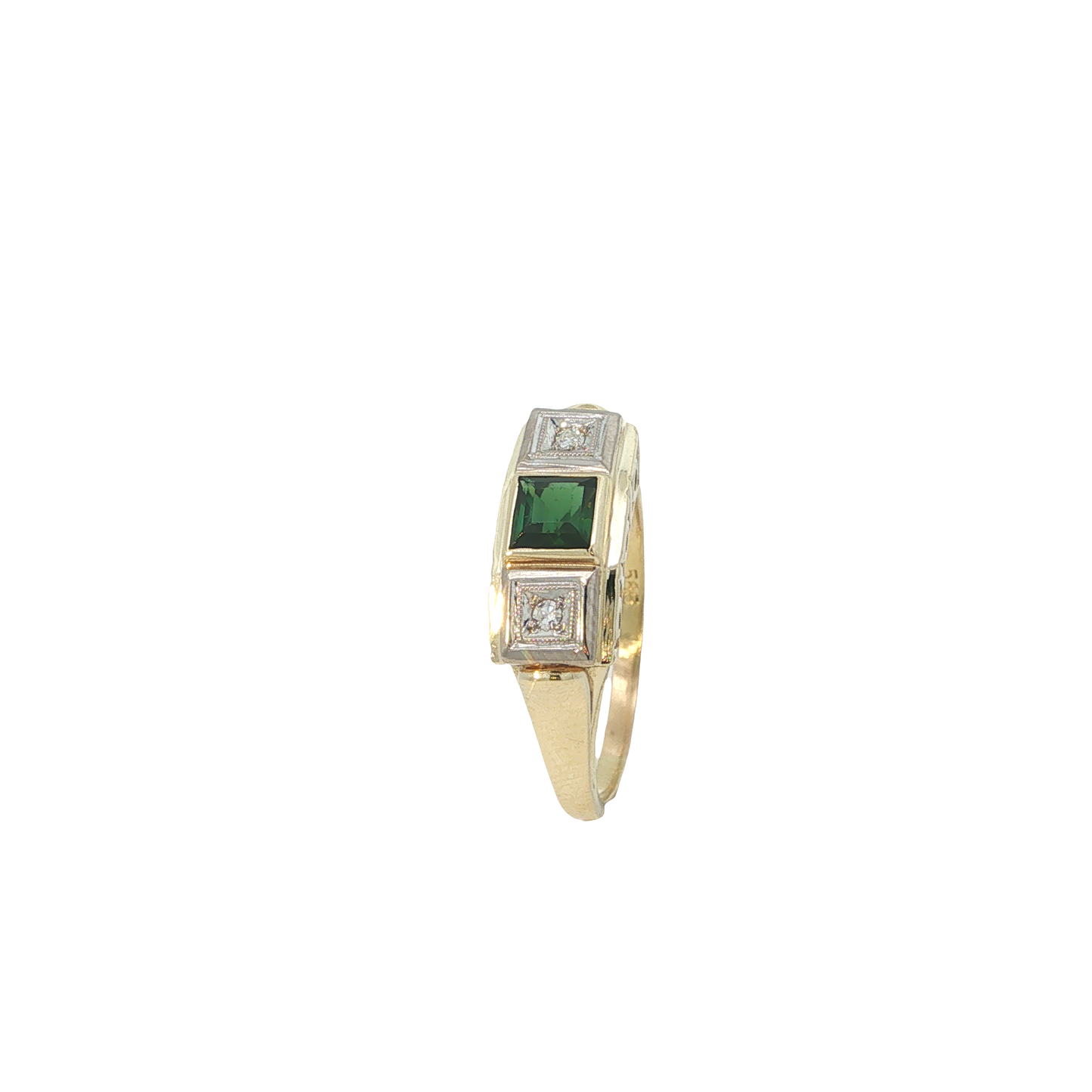 Ring Bicolor 585 / 14 Karat mit Brill. Gr. 61 Nr. 6802