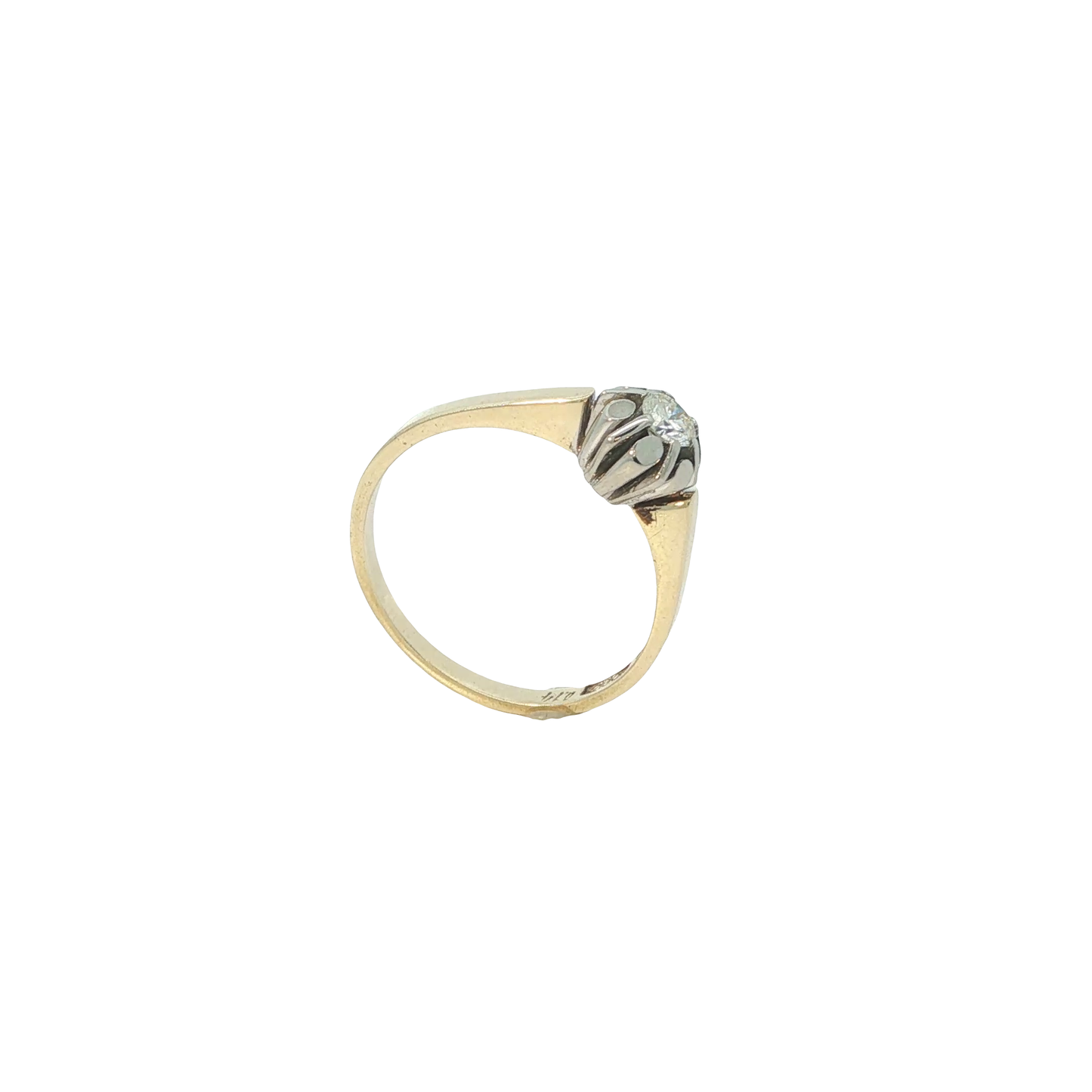 Solitärring Bicolor 585 / 14 Karat mit Brill. Gr. 54 Nr. 7196