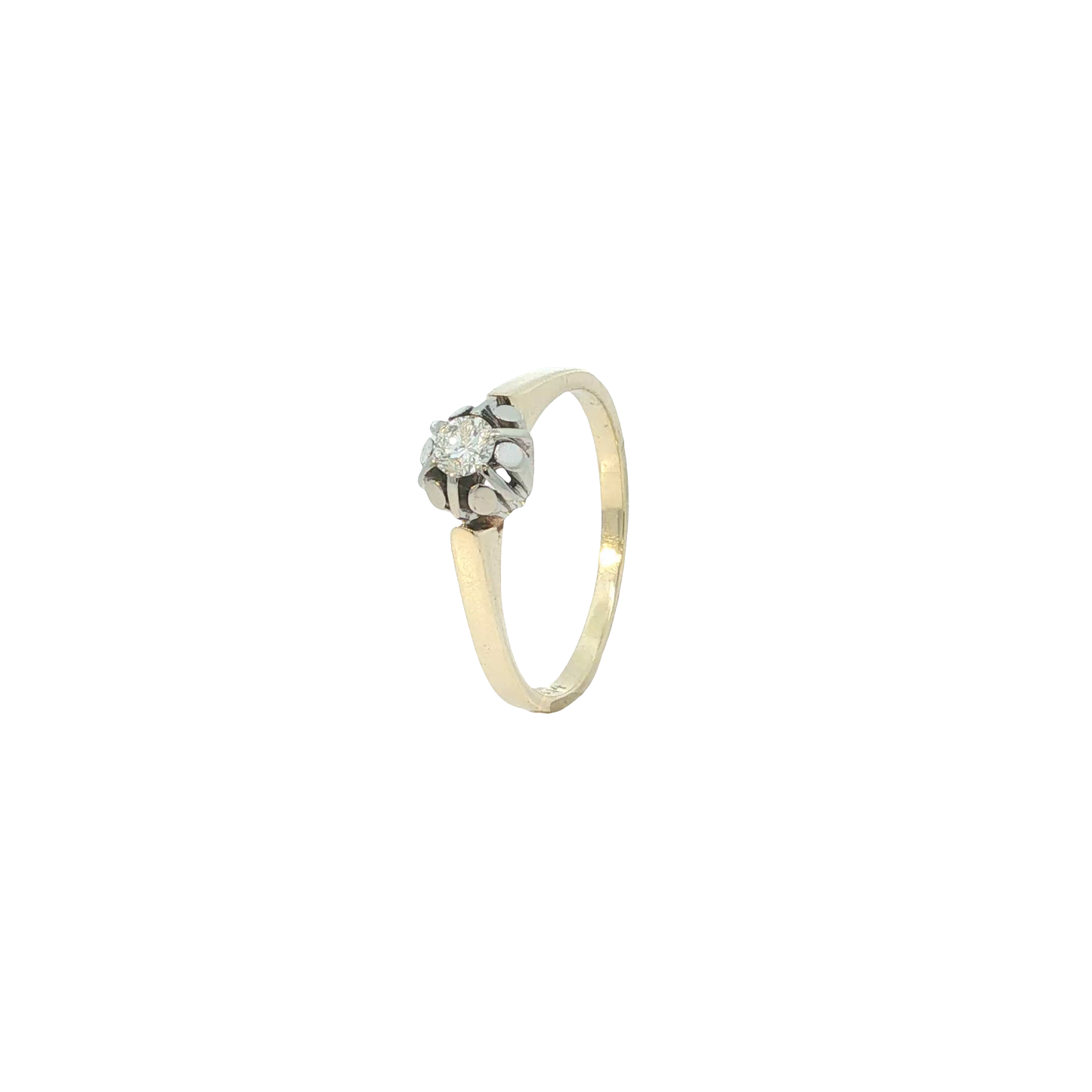 Solitärring Bicolor 585 / 14 Karat mit Brill. Gr. 54 Nr. 7196
