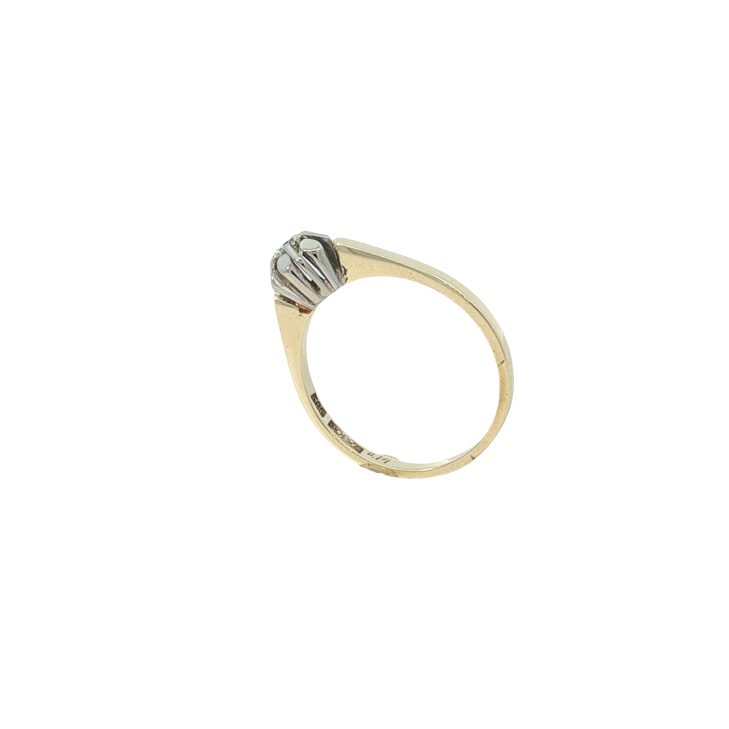 Solitärring Bicolor 585 / 14 Karat mit Brill. Gr. 54 Nr. 7196