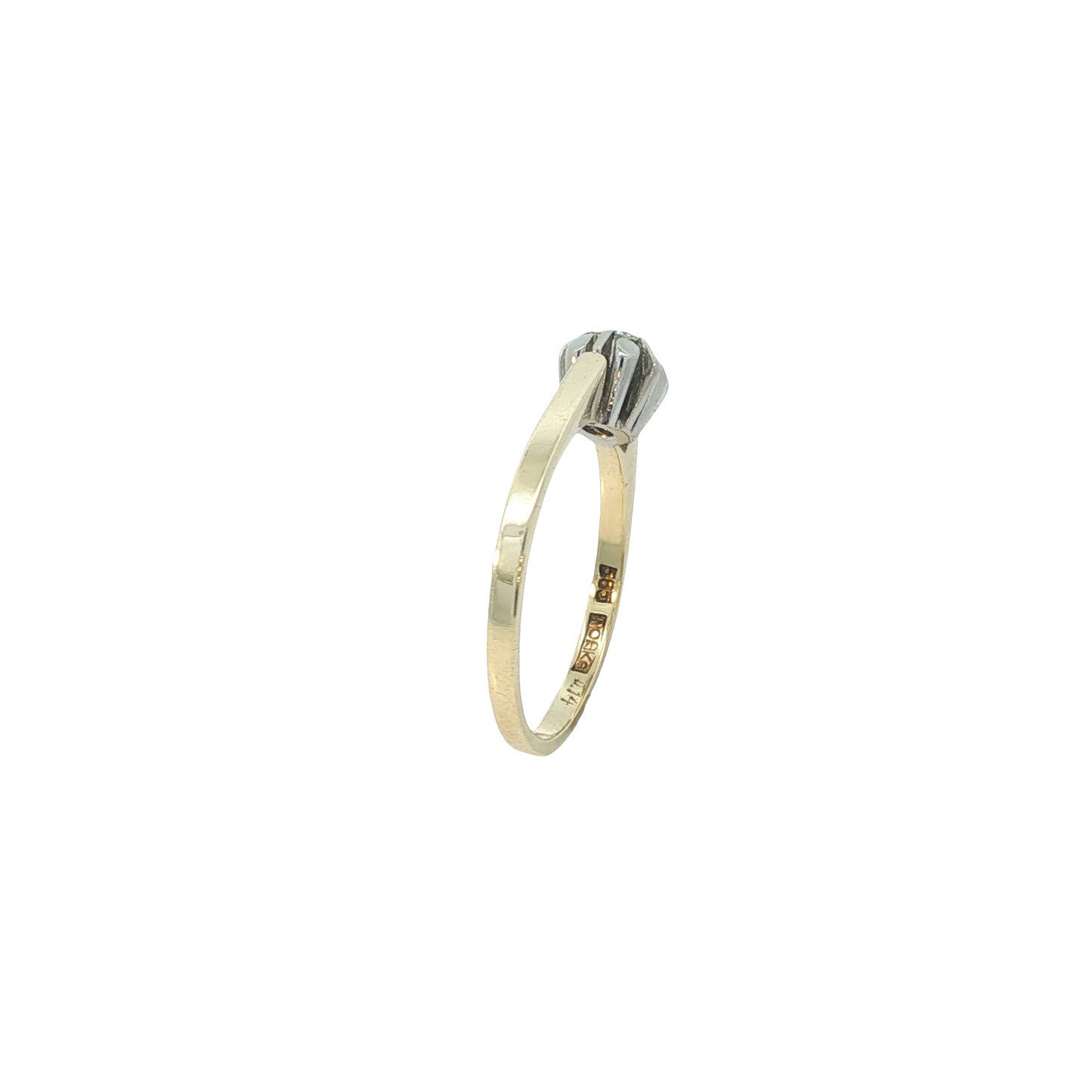 Solitärring Bicolor 585 / 14 Karat mit Brill. Gr. 54 Nr. 7196