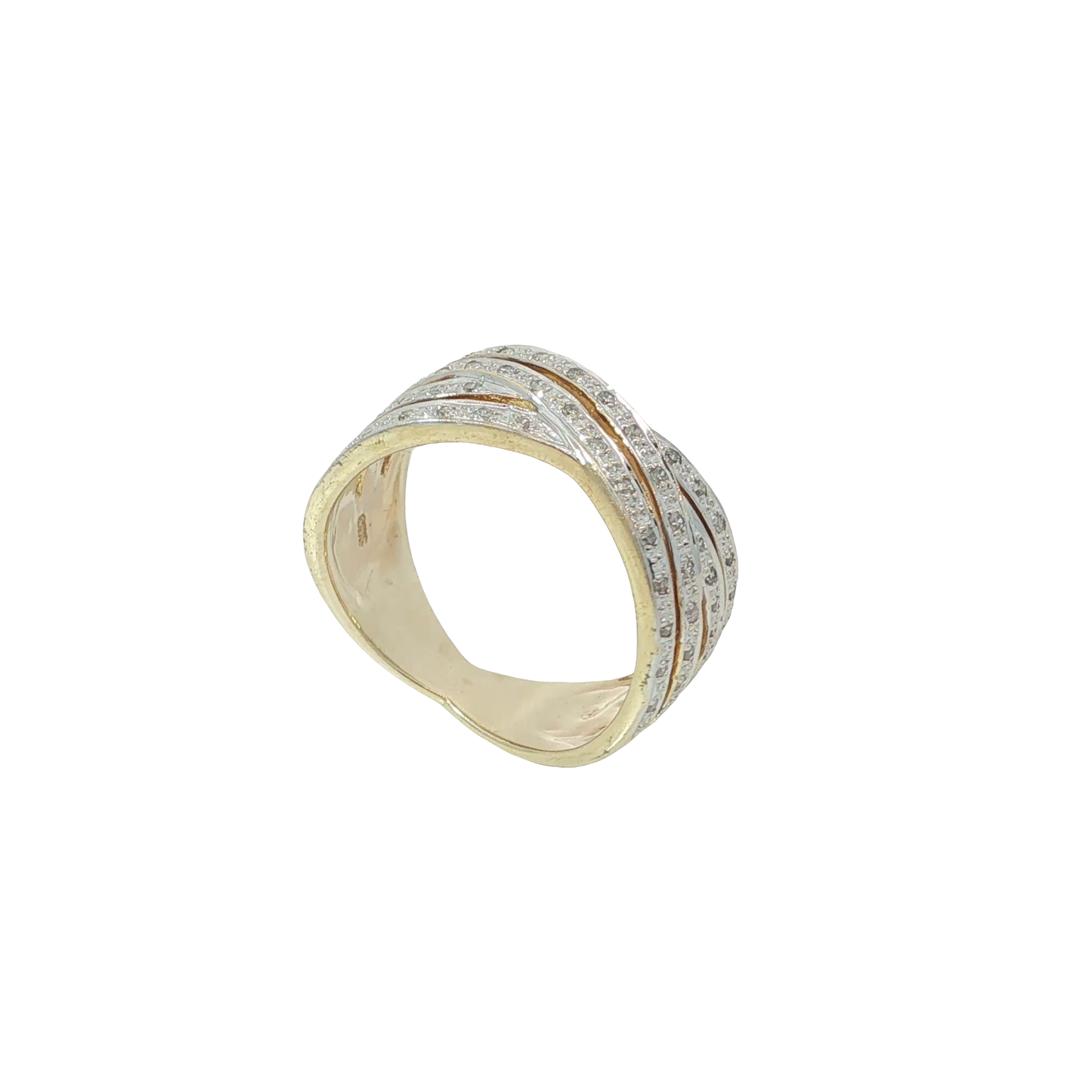 Ring Bicolor 333 / 8 Karat mit Diamanten Gr. 60 Nr. 7227