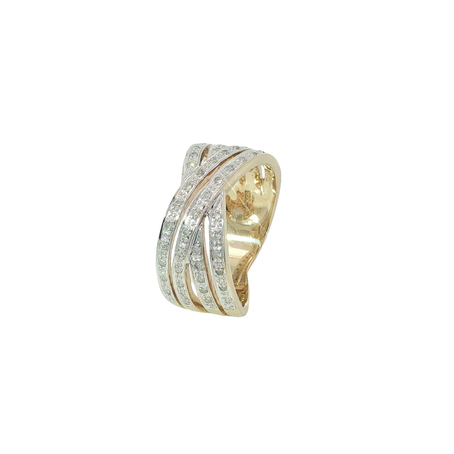 Ring Bicolor 333 / 8 Karat mit Diamanten Gr. 60 Nr. 7227