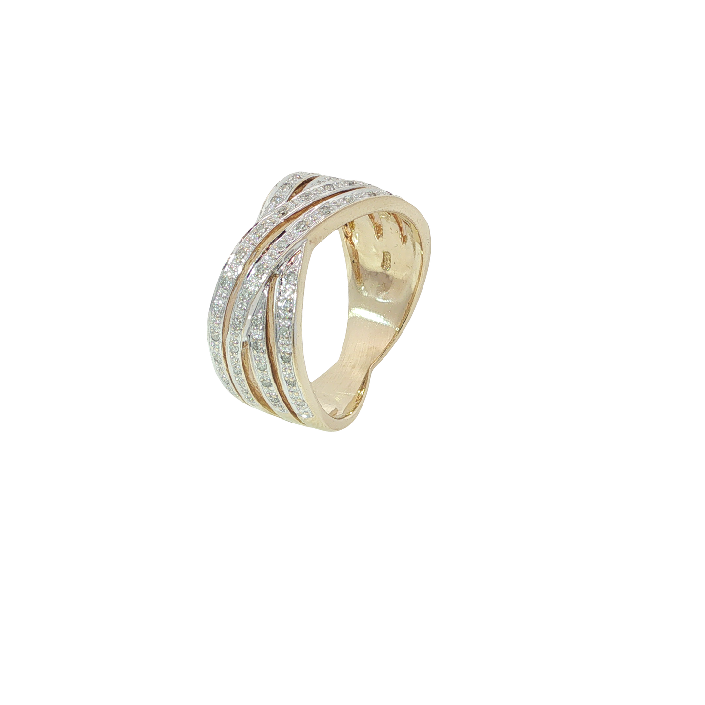 Ring Bicolor 333 / 8 Karat mit Diamanten Gr. 60 Nr. 7227