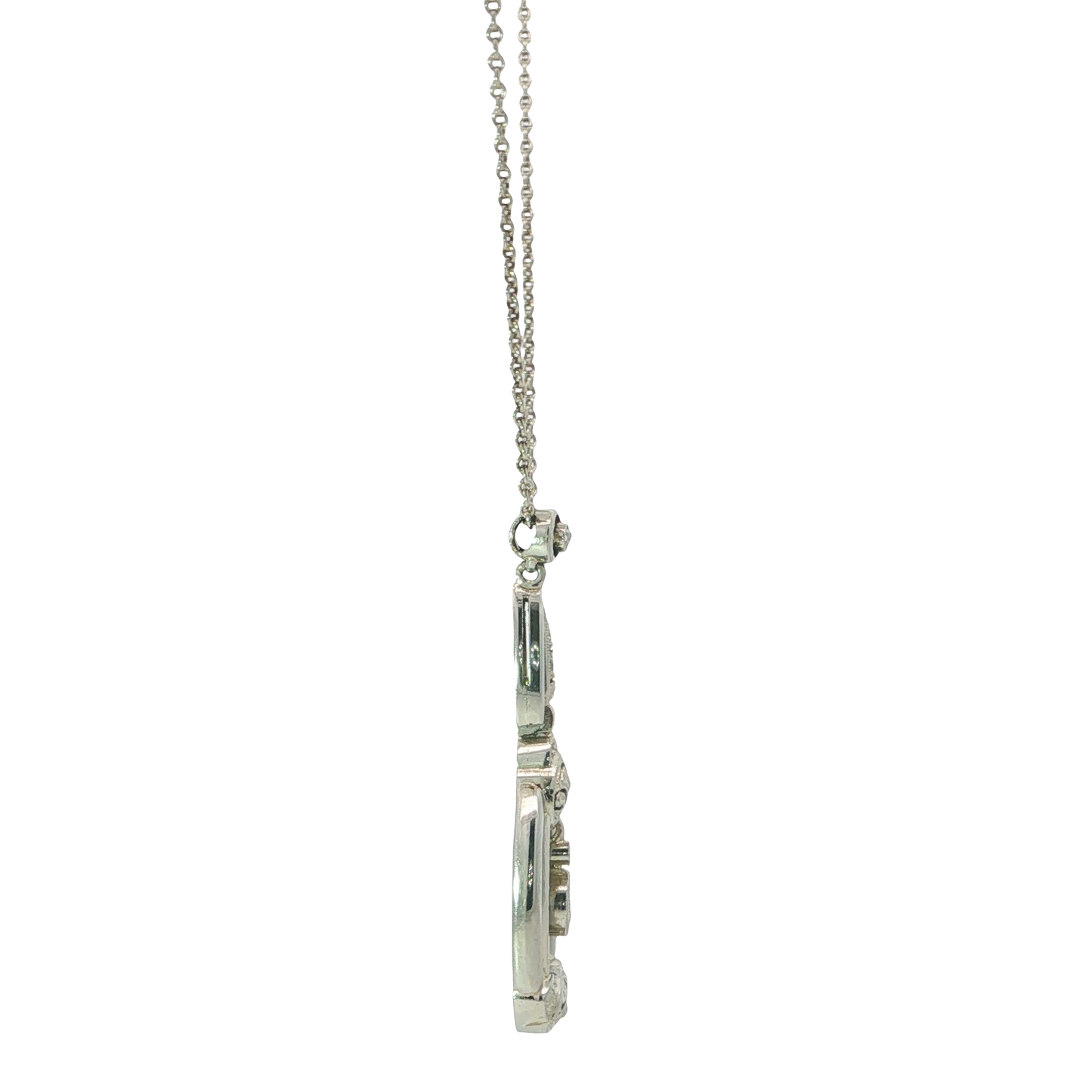 Kette mit Anhänger "Art-Déco" Weißgold 585 / 14 Karat L: 44 cm Nr. 7216