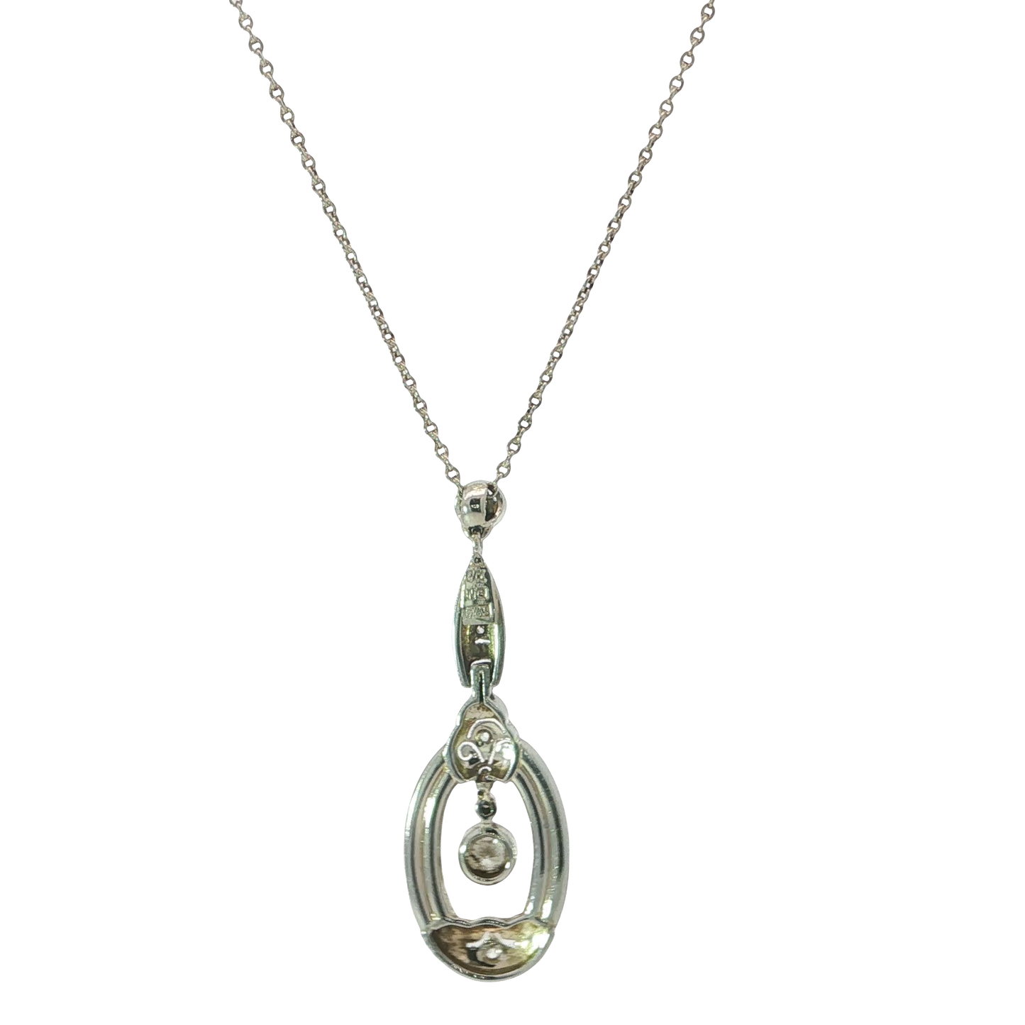 Kette mit Anhänger "Art-Déco" Weißgold 585 / 14 Karat L: 44 cm Nr. 7216
