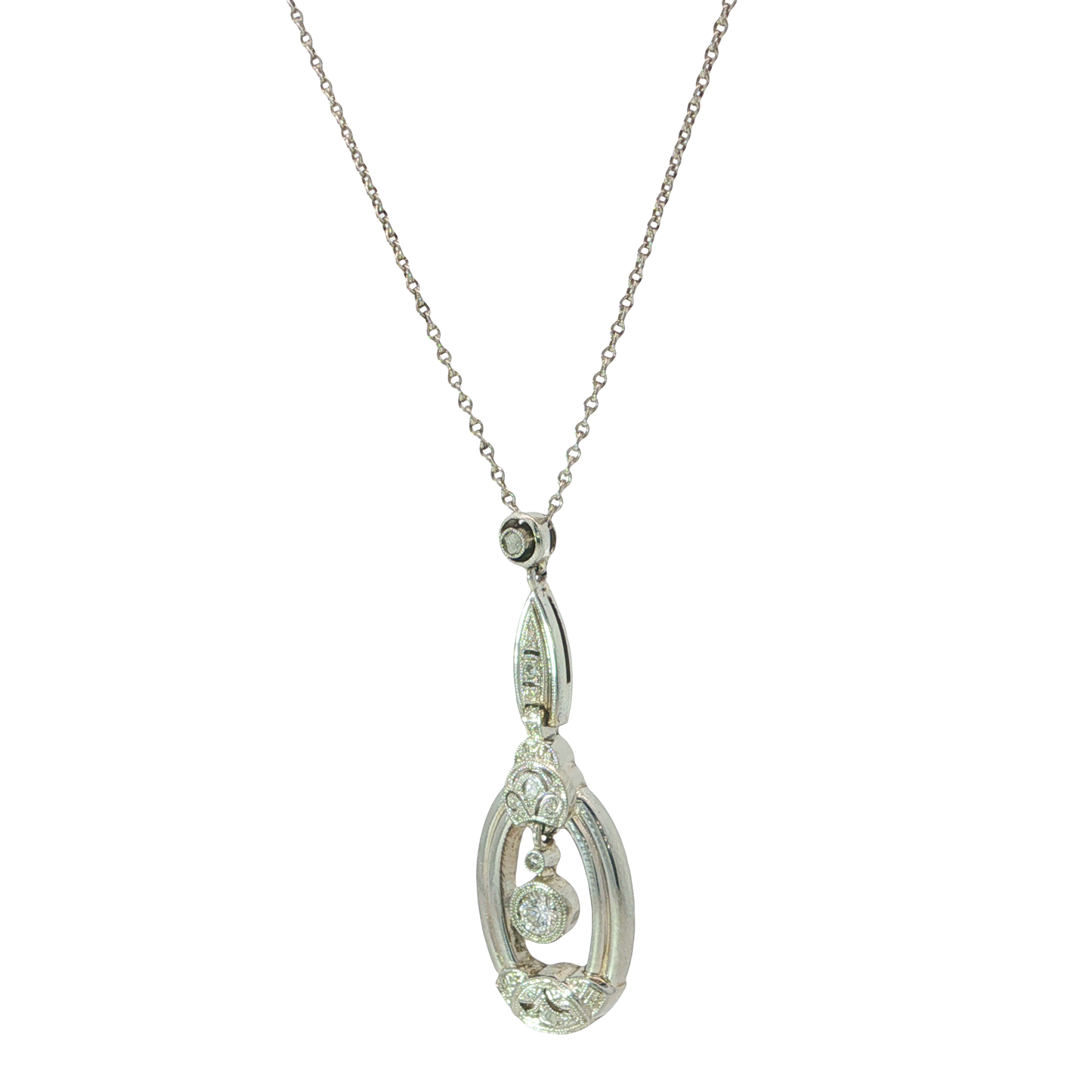 Kette mit Anhänger "Art-Déco" Weißgold 585 / 14 Karat L: 44 cm Nr. 7216