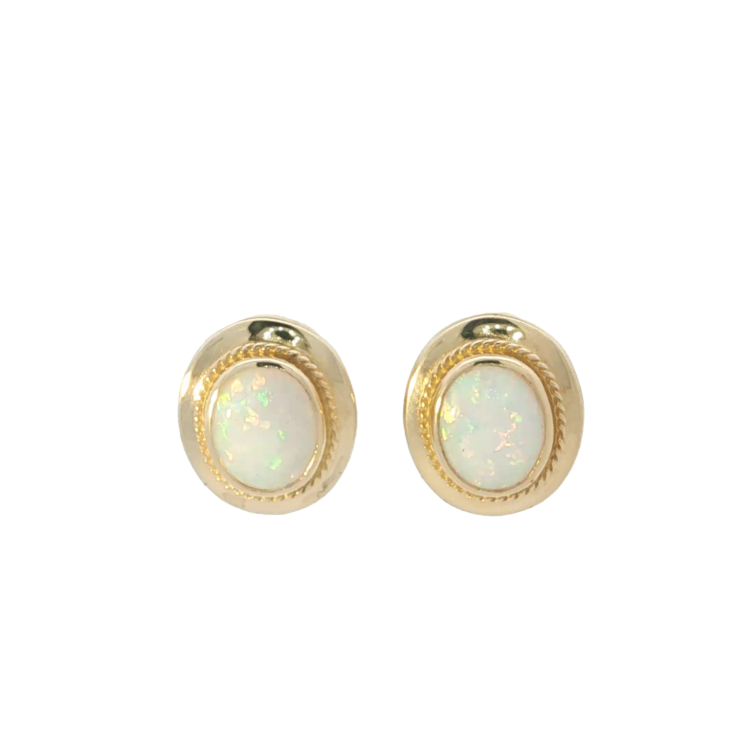 P. Ohrringe Gelbgold 585 / 14 Karat mit Opal L: 15,8 mm Nr. 7252