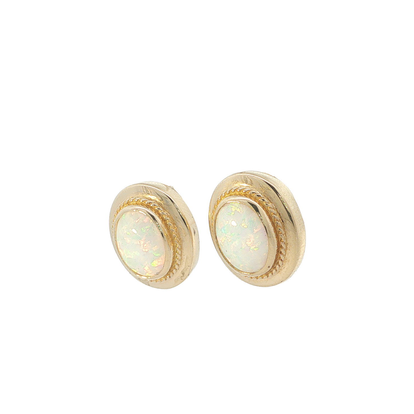 P. Ohrringe Gelbgold 585 / 14 Karat mit Opal L: 15,8 mm Nr. 7252