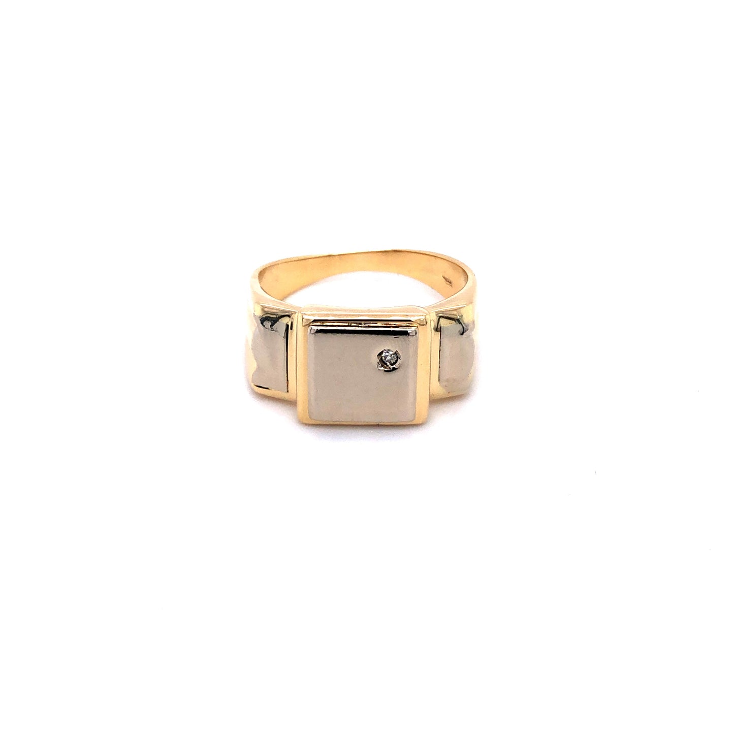 Ring Gold 585 / 14k Herrenring Siegelring mit Weißgold
