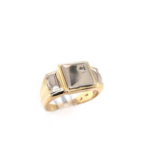 Ring Gold 585 / 14k Herrenring Siegelring mit Weißgold Nr. 3506