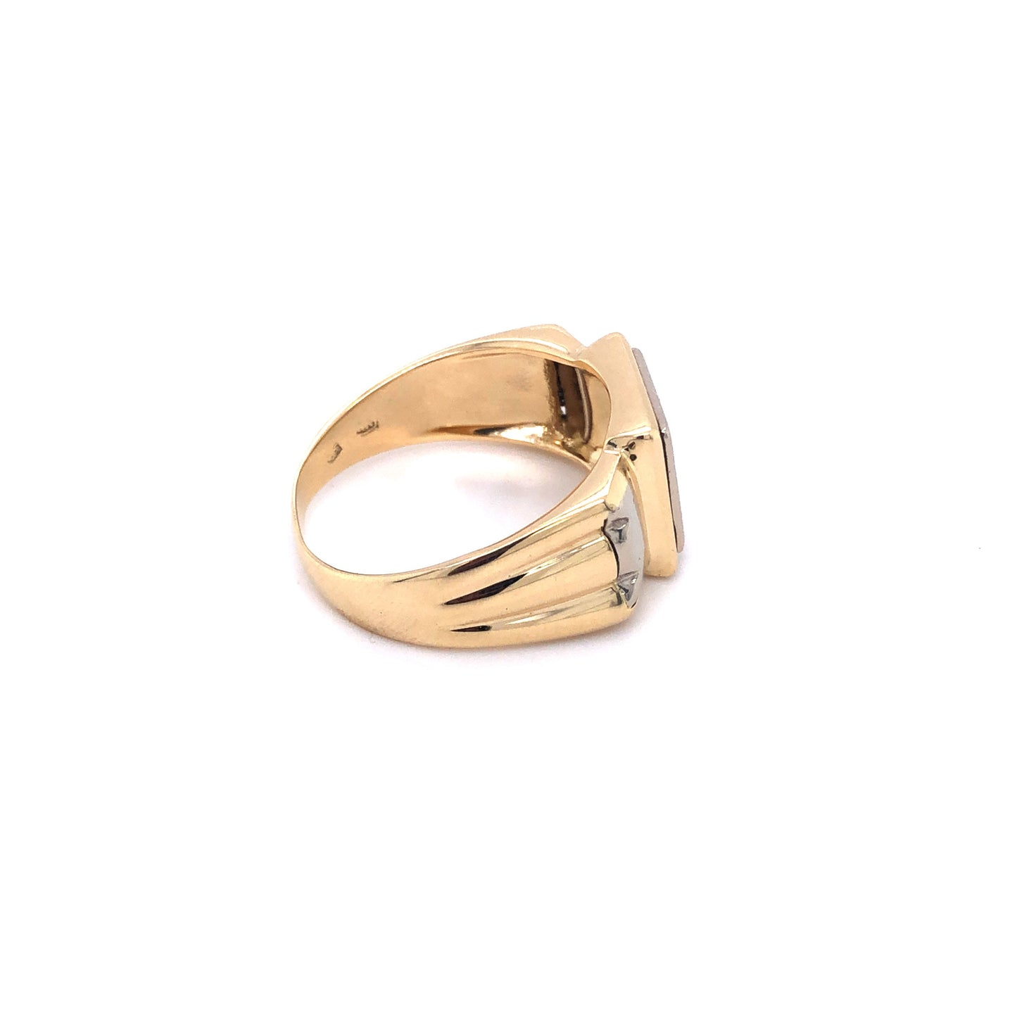 Ring Gold 585 / 14k Herrenring Siegelring mit Weißgold