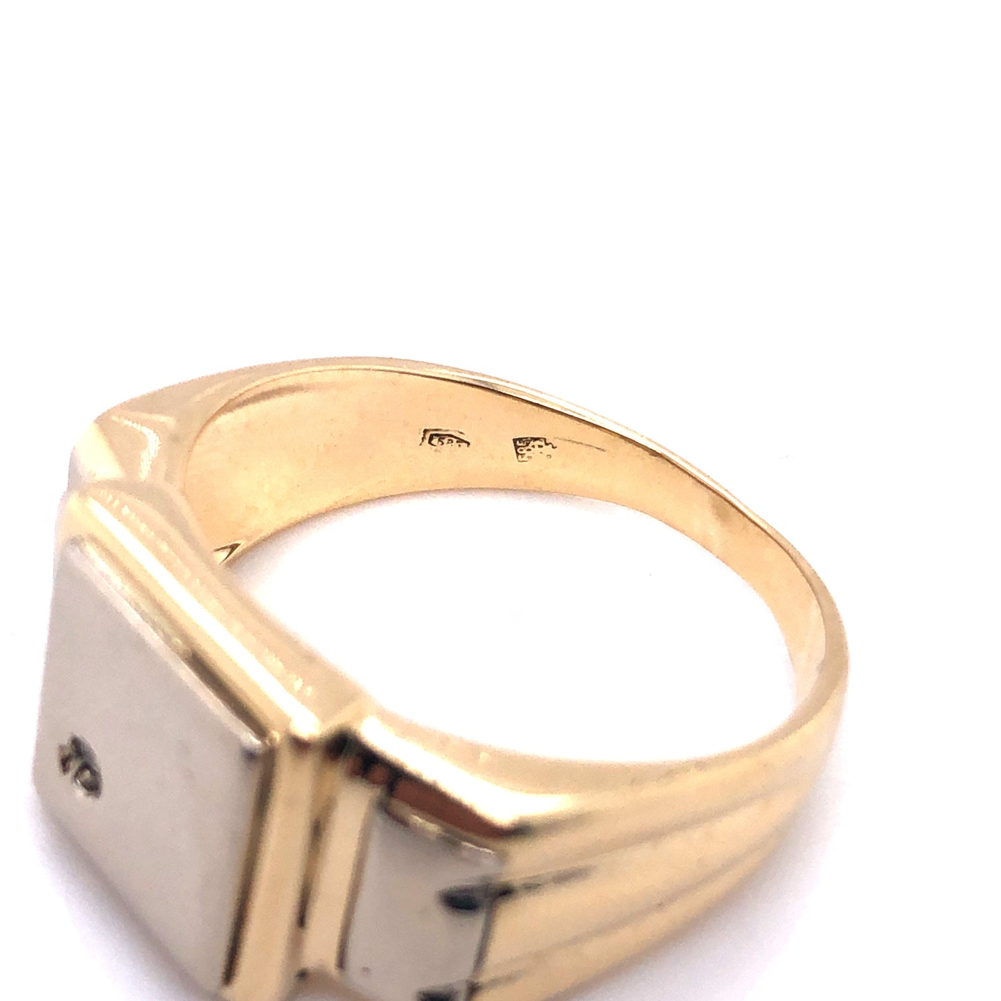 Ring Gold 585 / 14k Herrenring Siegelring mit Weißgold Nr. 3506
