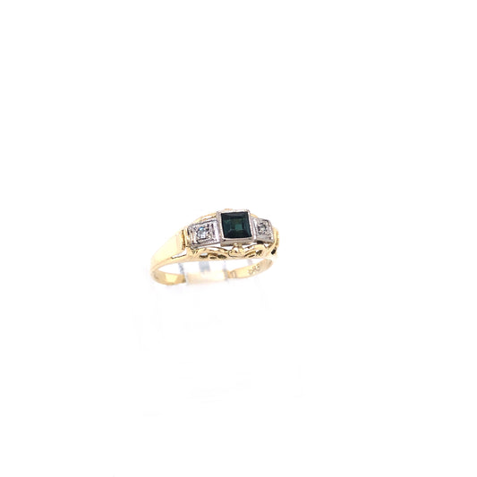 Ring Gold 585 / 14k Damenring mit Diamanten, Smaragd Nr. 3687
