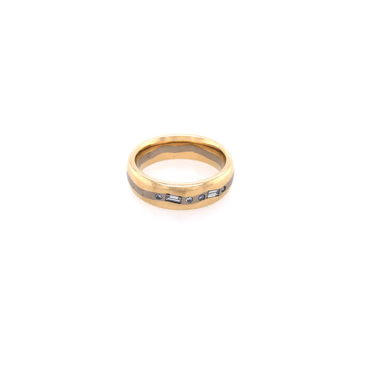 Ring Bicolor 585 / 14 K mit Diamanten Gr.54 Nr. 3678