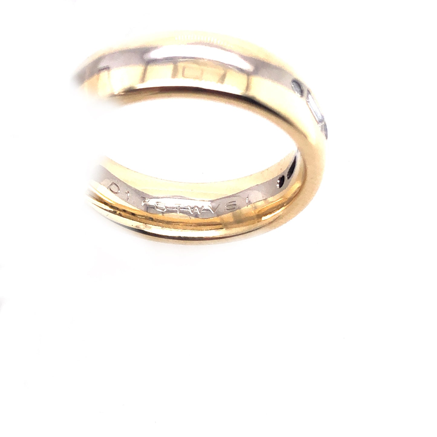 Ring Bicolor 585 / 14 K mit Diamanten Gr.54 Nr. 3678