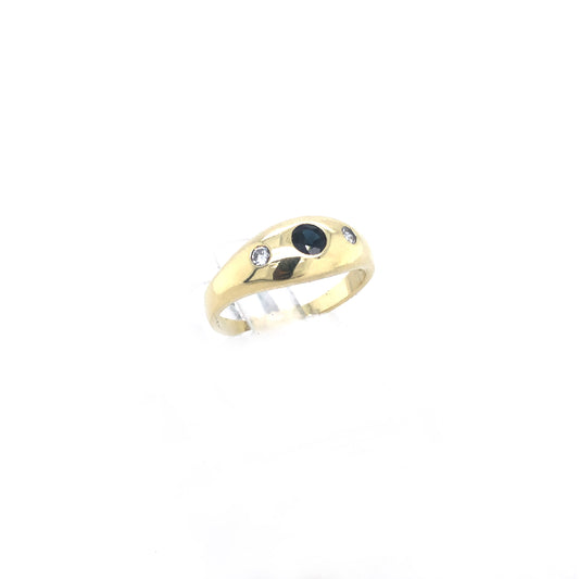 Ring Gelbgold 585 / 14 K mit Saphir & Brillanten Gr.54 Nr. 3628