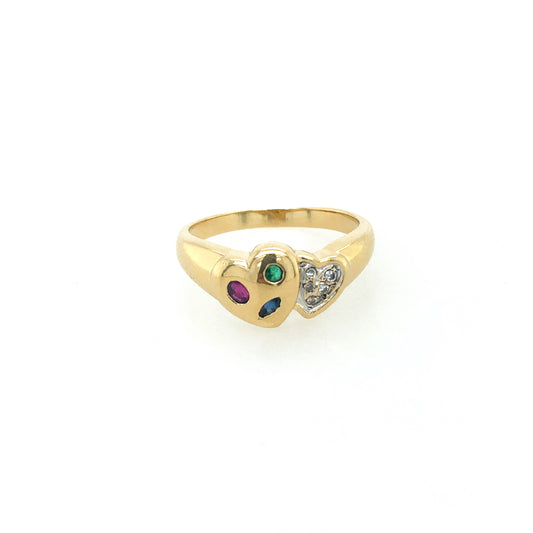 Ring Gelbgold 750 / 18 K mit Saphir & Rubin & Smaragd Gr.56 Nr. 3967