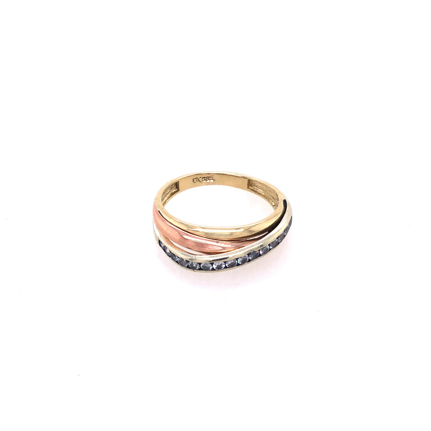 Ring Gold 585 / 14k Samenring Bi-color+Farbsteine Gr.56