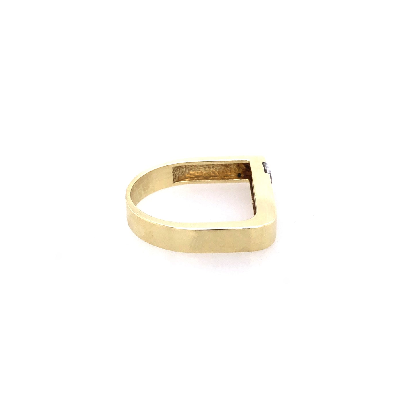 Ring Gold 585 /14k ungewöhnlicher D-Ring, Farbstein Gr.57