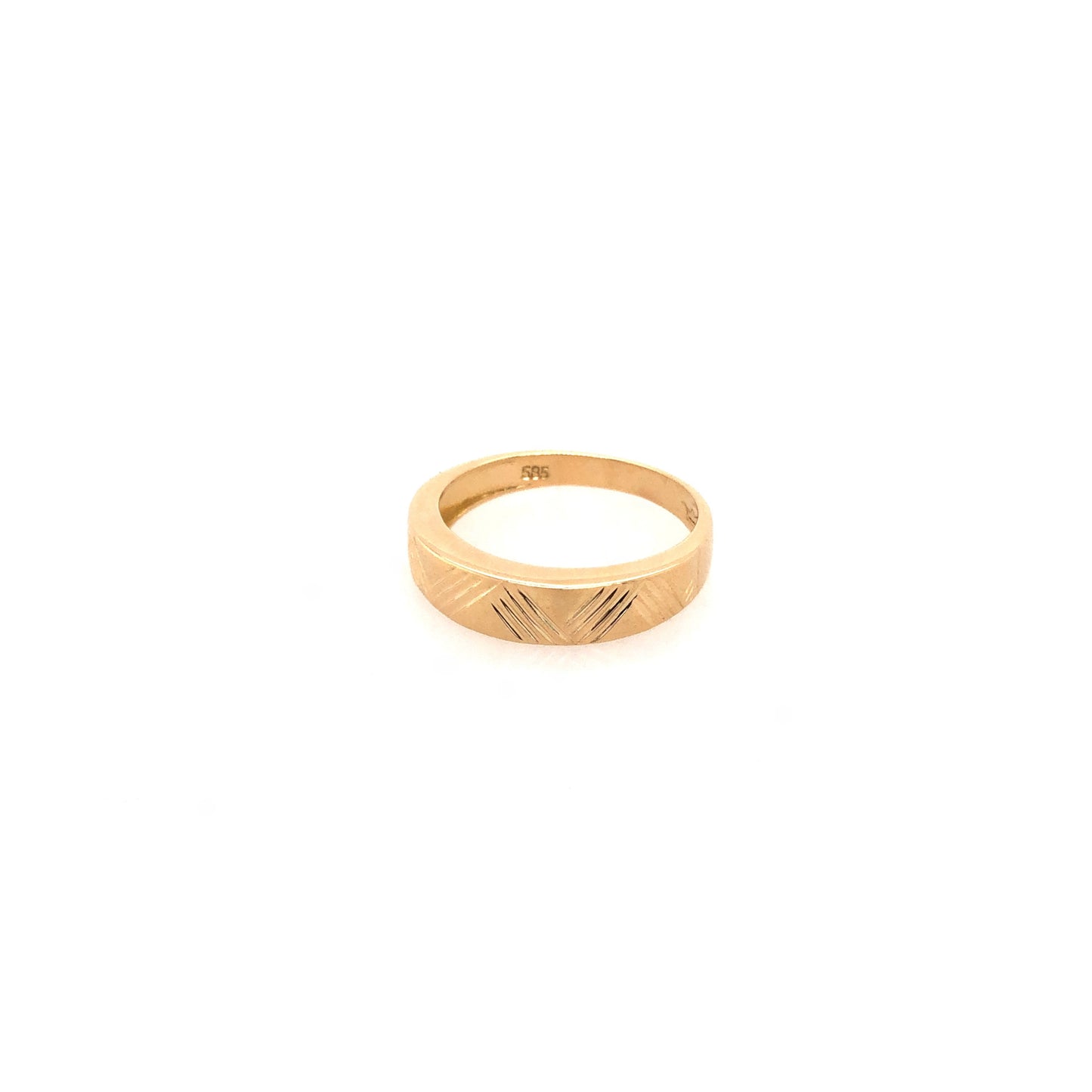 Ring Gold 585 / 14k Goldring gemustert, schlicht Gr.57