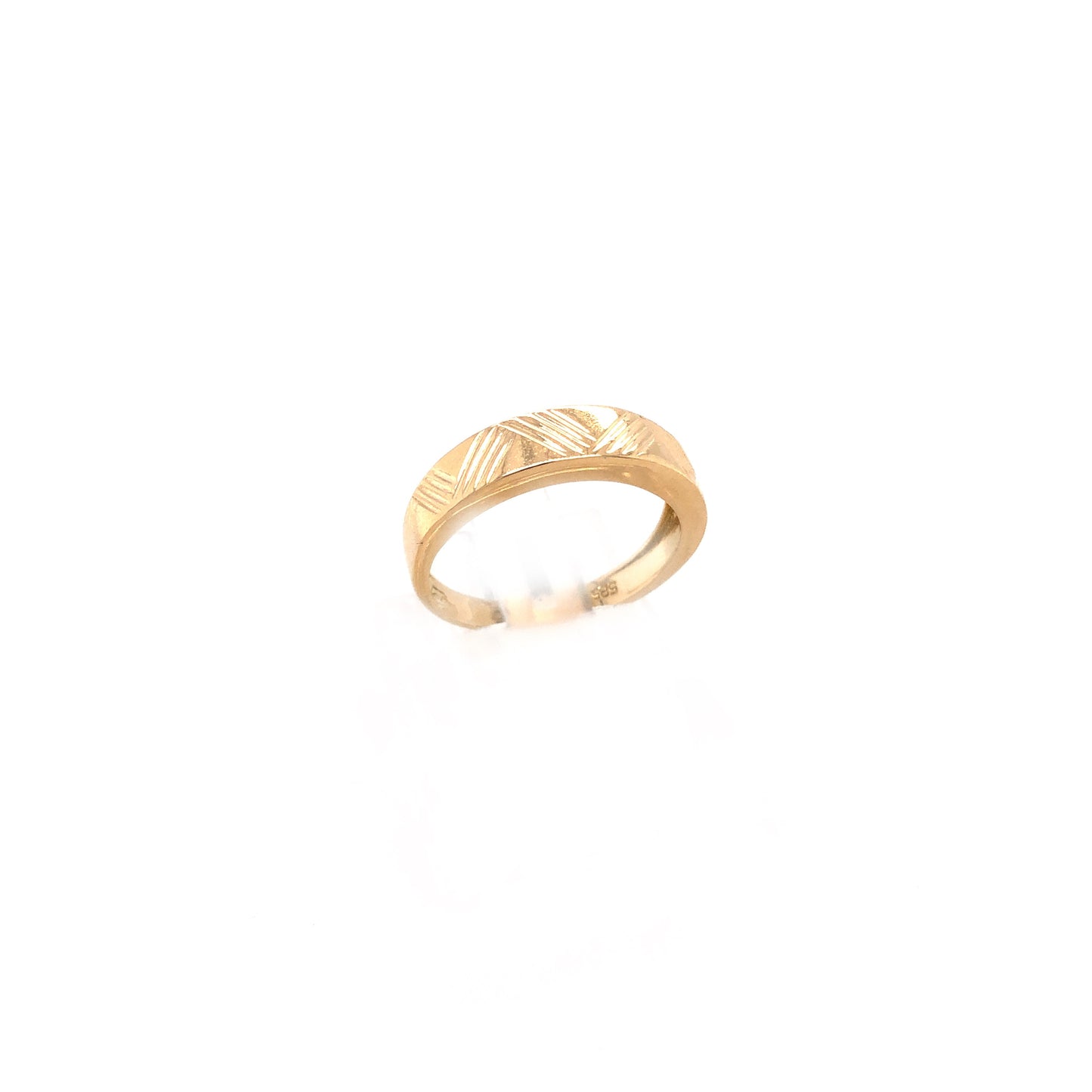 Ring Gold 585 / 14k Goldring gemustert, schlicht Gr.57