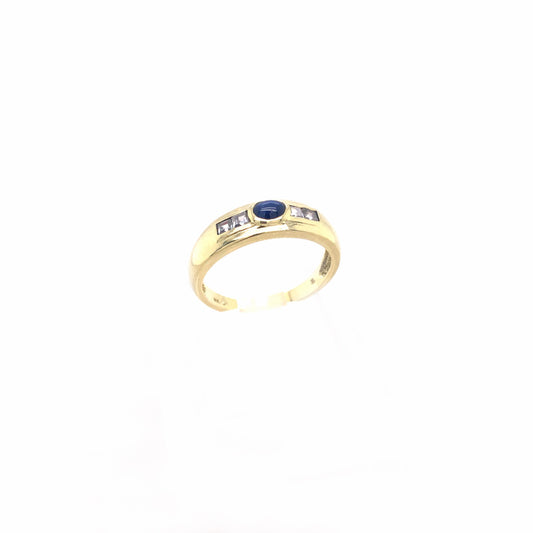 Ring Gelbgold 585 / 14 K mit blauem Farbstein Gr. 53 Nr. 3906