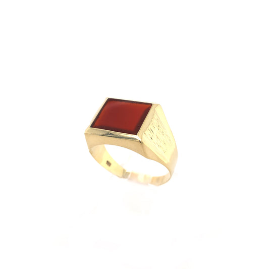 Ring Gold 585 / 14 Karat Gr.72,  Herrenring mit Karneol Nr. 4019