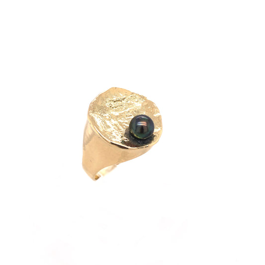 Ring Gold 585 / 14k Gr. 54 , extravagant mit Perle Nr. 4333