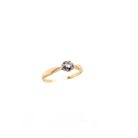 Ring Gold 585/14k Solitärring mit Diamant Damenring Gr.59 Nr. 3880