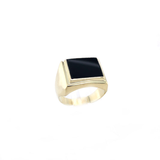 Ring Gold 585 / 14k Gr.63, Herrenring mit Onyx Nr. 4479