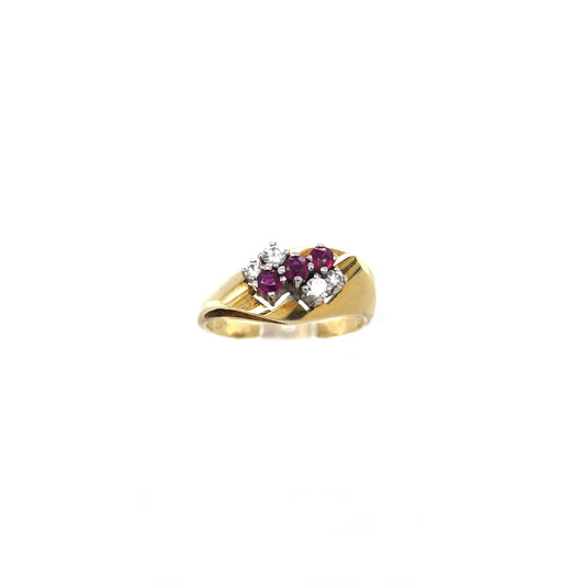 Ring Gelbgold 585 / 14 K mit Brillanten & Rubinen Gr. 55 Nr. 3476