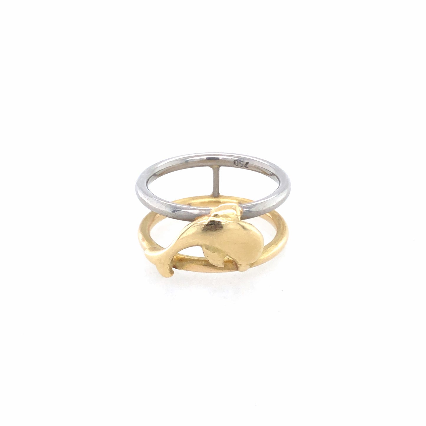 Ring Gold 750 / 18k Damenring mit Delfin, bi-color Gr.54