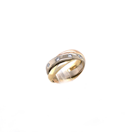 Ring Gold 585/14k Gr.50 , Tricolor Diamantring