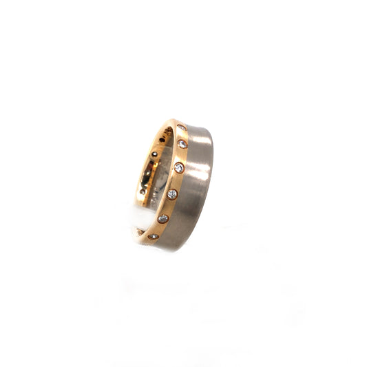 Ring Gold 585/ 14k Bandring mit Brillanten Goldring Gr.55 Nr.5036