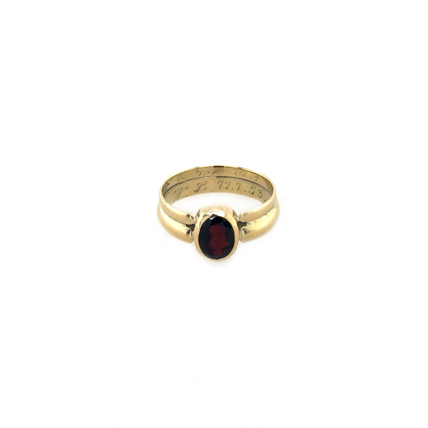Ring Gold 585 / 14k Damenring Ehering mit Granat Gr.59