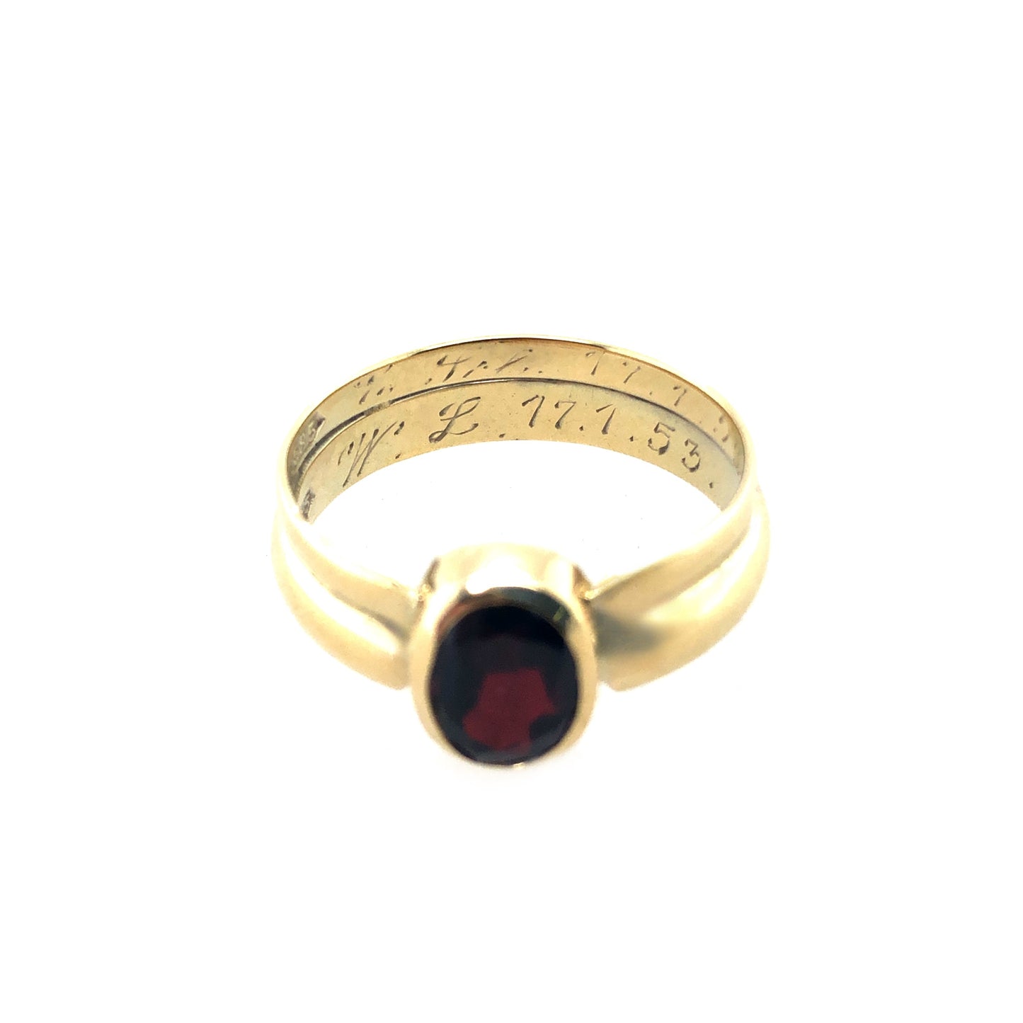 Ring Gold 585 / 14k Damenring Ehering mit Granat Gr.59