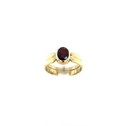 Ring Gold 585 / 14k Damenring Ehering mit Granat Gr.59 Nr. 5056