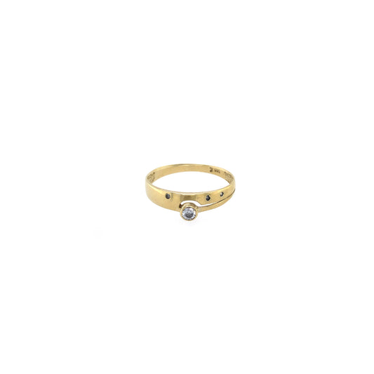 Ring Gelbgold 585 / 14 K mit weißem Farbsteinen Gr.56 Nr. 3681