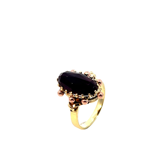 Ring Bicolor 585 / 14 Karat mit Granat Gr. 54 Nr. 5901