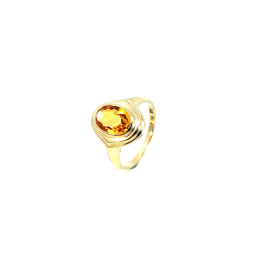 Ring Gelbgold 333 / 8 Karat mit gelbem Farbstein Gr. 56 Nr. 6096