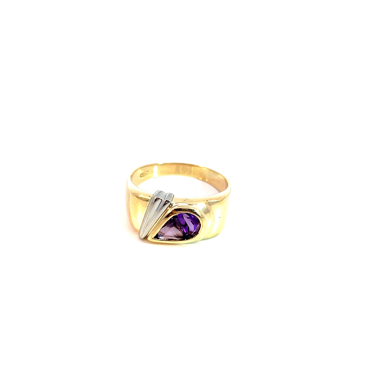 Ring Bicolor 585 / 14 Karat mit lila Farbsteinen Gr. 55 Nr. 6097