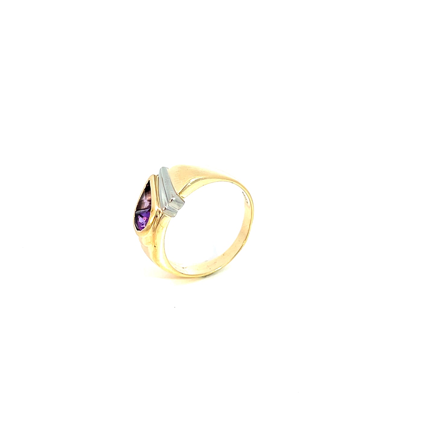 Ring Bicolor 585 / 14 Karat mit lila Farbsteinen Gr. 55 Nr. 6097