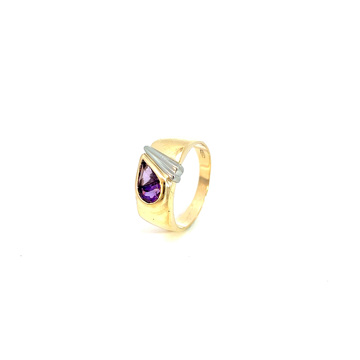 Ring Bicolor 585 / 14 Karat mit lila Farbsteinen Gr. 55 Nr. 6097