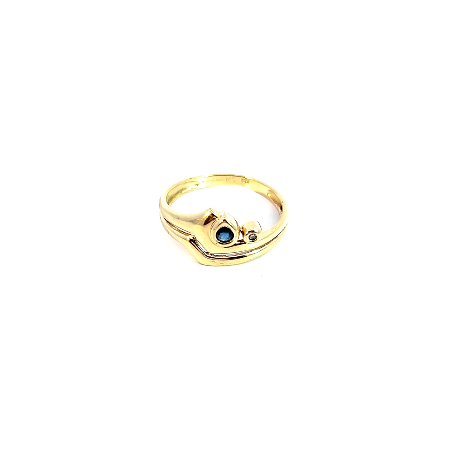 Ring Gelbgold 585 / 14 Karat mit Saphir & Diam. Gr. 56 Nr. 6098