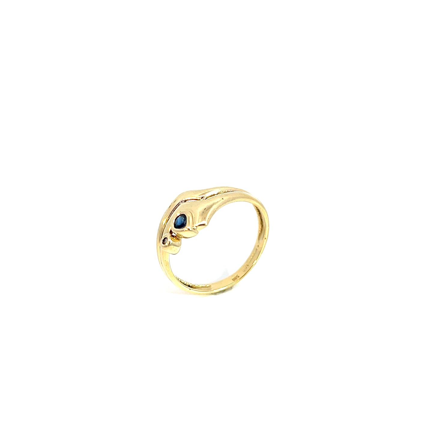 Ring Gelbgold 585 / 14 Karat mit Saphir & Diam. Gr. 56 Nr. 6098