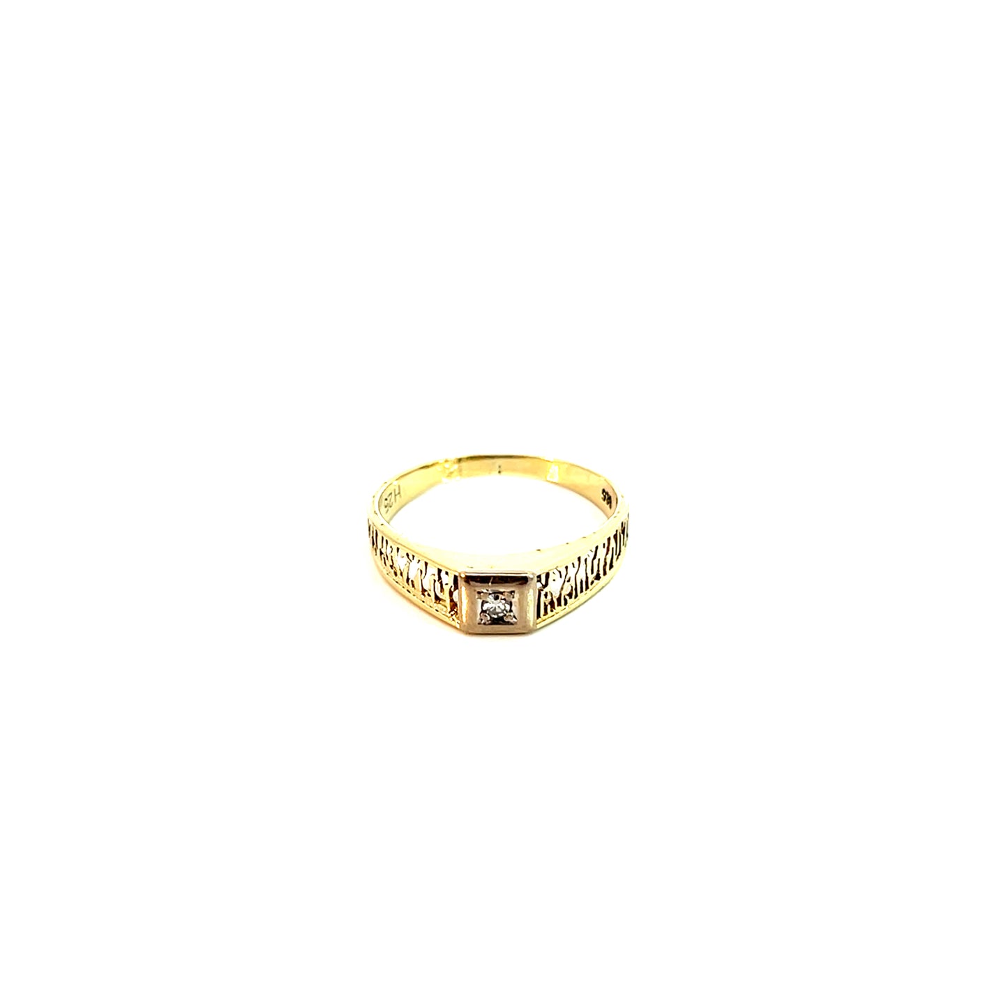 Ring Bicolor 585 / 14 Karat mit Diam. 0,02ct Gr. 58 Nr. 6102